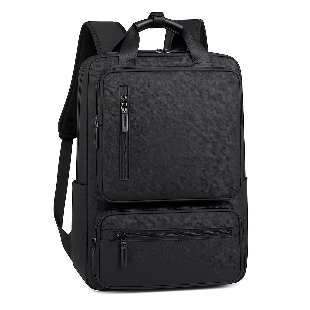 Ricktorious Multifunctional Water-Resistant Backpack, Black, Business Travel College Laptop Bag with Multiple Compartments