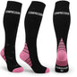 Ricktorious Graduated Compression Socks, Crew Length, Sports Performance, Breathable, Pink/Blue Medium Size