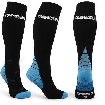 Ricktorious Graduated Compression Socks, Crew Length, Sports Performance, Breathable, Pink/Blue Medium Size