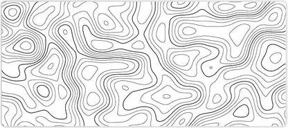 White Gaming Mouse Pad – 90 x 40 cm Nature Rubber Gaming and Office Mouse Pad – Black and White Topographic Design – Non-Slip Base – Water-Resistant – Large Desk Mat