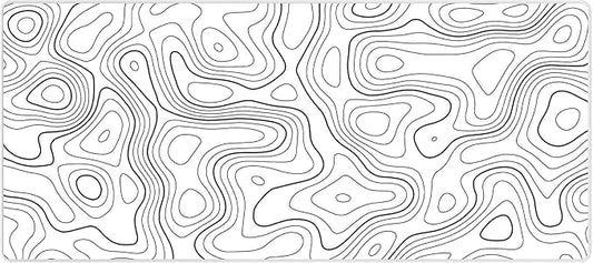 White Gaming Mouse Pad – 90 x 40 cm Nature Rubber Gaming and Office Mouse Pad – Black and White Topographic Design – Non-Slip Base – Water-Resistant – Large Desk Mat