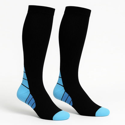 Ricktorious Graduated Compression Socks, Crew Length, Sports Performance, Breathable, Pink/Blue Medium Size