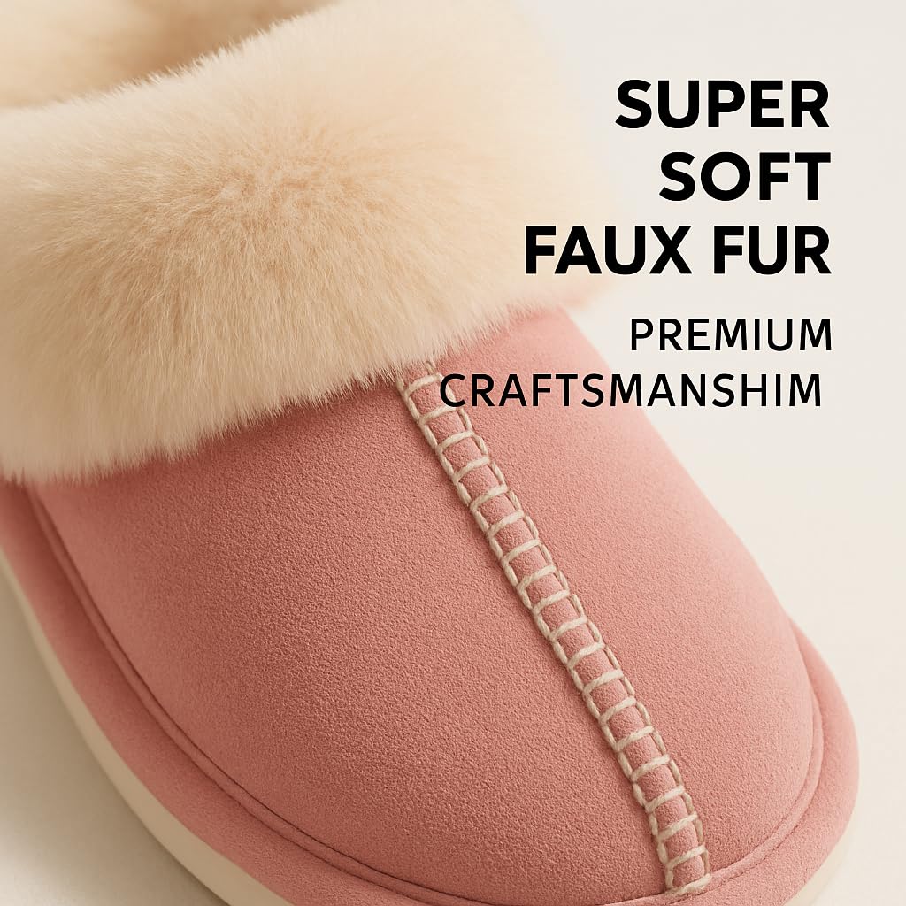 Ricktorious Suede Winter Slippers, Faux Fur Lining, Non-Slip Sole, Indoor Comfort