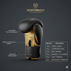 Ricktorious Pro-Series Gold & Black Boxing Gloves – Premium Leather & Superior Impact Protection