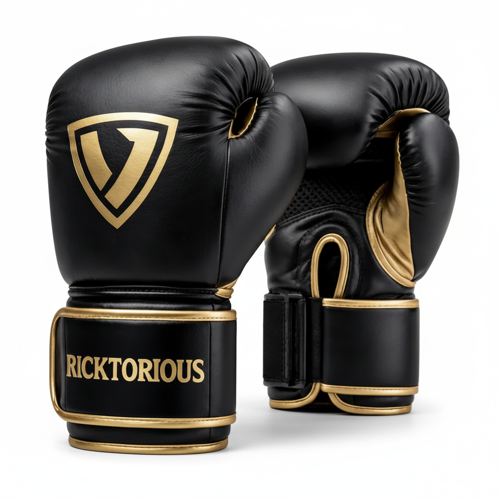 Ricktorious Pro-Series Gold & Black Boxing Gloves – Premium Leather & Superior Impact Protection